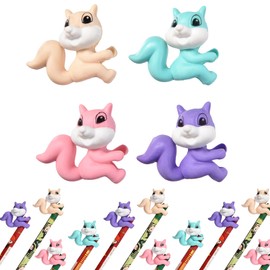 24Pcs Pencil Top Erasers for Kids, Squirrel Pencil Erasers Toppers Bulk, Cute Cap Erasers for Party Favors Classroom Rewards