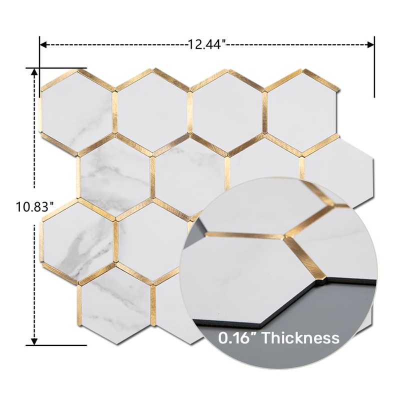 Soulscrafts Hexagon Peel and Stick Backsplash Tile for Kitchen Bathroom