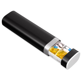 Colorwing Pill Box 7 Days for 1 Dose, Medication Box for 7 Days, Travel Pill Box for On the Go, Lateral Retractable and Removable, Easy to Open (Black)