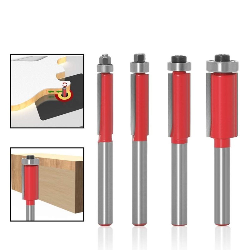 KOZTOL 4Pcs Flush Trim Router Bits, 1/4 Inch Shank Bearing