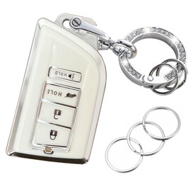 EJOAOJE Smart Key Protective Shell for Acura Key Fob Cover with Keychain Fits for Acura RDX MDX Smart Key Vehicle Accessories (White-Silver)