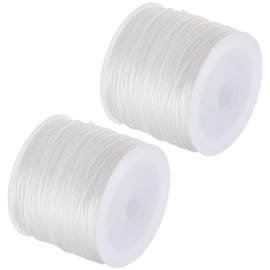 Beebeecraft 2 Rolls 100 m Flat Elastic Crystal Cord 0.8 mm White Stretchy Cord Bead Bracelet Crystal Thread for Bracelets and Jewellery Making