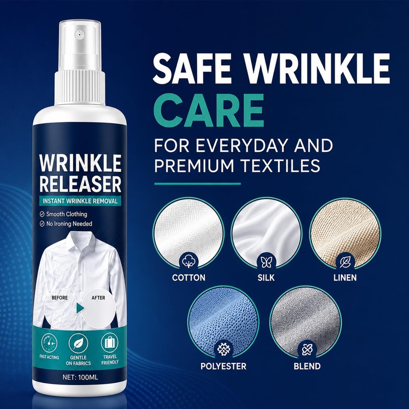 Instant Wrinkle Releaser Spray, 100ml Clothes Release Formula, Travel Garment