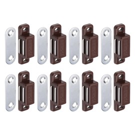 DTGN 28x10mm(LxW) Magnetic Touch Latch - 8 Pack - Good for Kitchen Cupboard Drawer Furniture - Plastic Magnetic Catch Latch Closures - Brown/Silver Tone