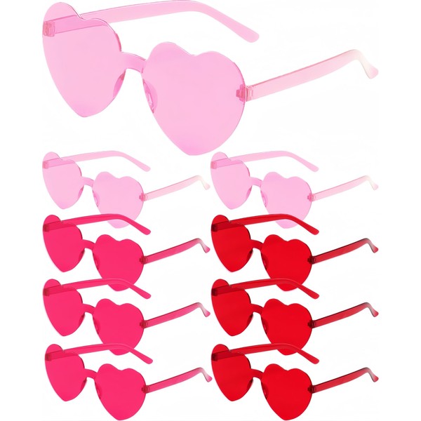 ZHANGBY 9 Pairs Heart Sunglasses Trendy Transparent Candy Color Party