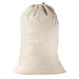 Laundry Bag Large (50 X 75 Cm | 1Pk) Heavy duty 100% Cotton Canvas natural color fabric Draw Strings Organizer travel camp home college Dorm Dirty cloth plain Big Santa Sacks storage