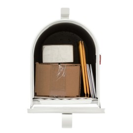 Architectural Mailboxes Admiral Aluminum Post Mount Mailbox, Compatibility Code B, ADM16WAM, Textured White, Large Capacity