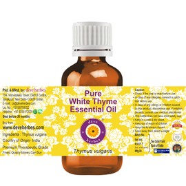 dève herbes Pure White Thyme Essential Oil (Thymus vulgaris) Natural Therapeutic Grade Steam Distilled 30ml (1 oz)