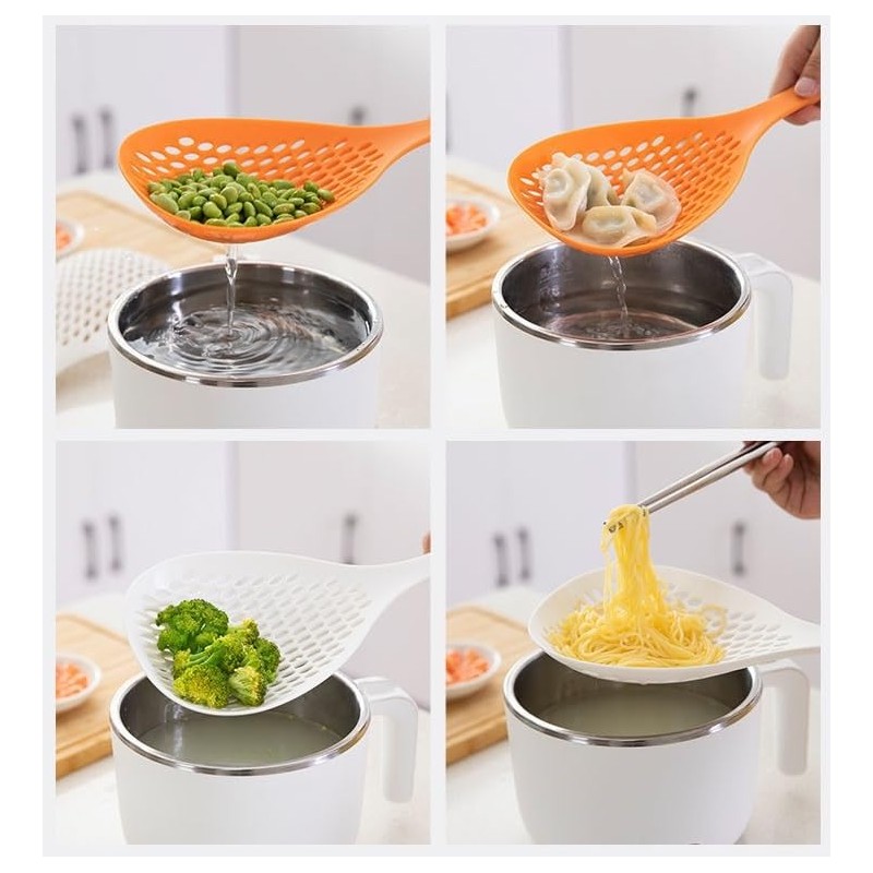 Skimmer Spoon with Handle - Large Straining Spoon - Plastic