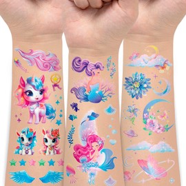 EMOME 300 Styles Glitter Butterfly Tattoos Temporary for Kids, Mermaid Tattoos for Kids Girls, Glitter Makeup Butterfly Fairy Party Favors Accessories (24 Sheets)