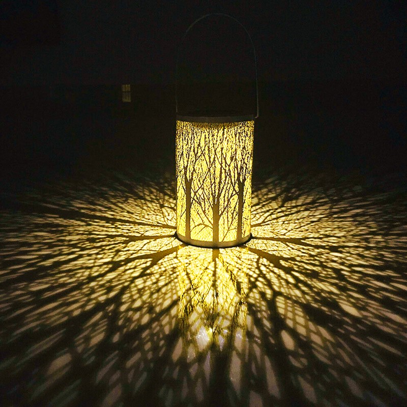 Solar Power Hanging Hollow LED Lamp Decorative Light for Outdoor