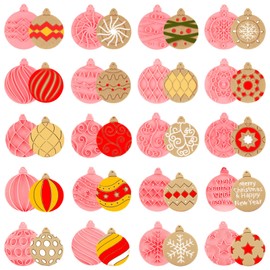 20 Pcs Christmas ball Ornaments Cookie Stamps Xmas Ball Shape Cookie Cutters Xmas Embossing Tree Stocking Ball Ornaments Shapes 3D Plastic Cookie Molds for Baking Holiday Party Supplies
