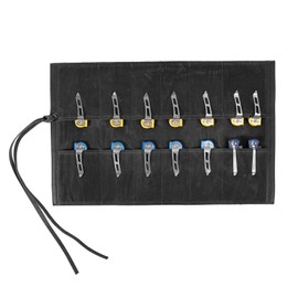 Baizoy Leather Knife Display Bag with 12 Slots Pocket Knives,Folding Knife Holder Organizer,Tactical Outdoor for EDC Mini Knife Bags, Leather Knife roll Collection Protector Bag (Black)