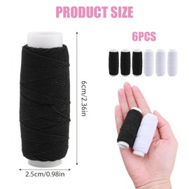 6Pcs Elastic Sewing Thread 25m Each Shirring Shearing Elastic String Thread Cord for Sewing Machine Knitting Clothes Jewelly Crafts DIY Projects Shirring Garments Making - Black & White