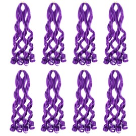French Curly Braiding Hair 24 Inch 8 Packs Purple Color - Pre Stretched Bouncy Braiding Hair- Loose Wavy Braiding Hair Synthetic Hair Extensions For Black Women (24 inch 8 packs, Purple)