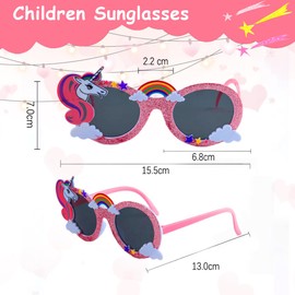 BEPSYOM Children's Sunglasses Girls Boys Glitter Rainbow Sunglasses Children Colourful Sunglasses Girls for 3-10 Years Party Glasses Funny Sunglasses Kids Sunglasses with UV Protection