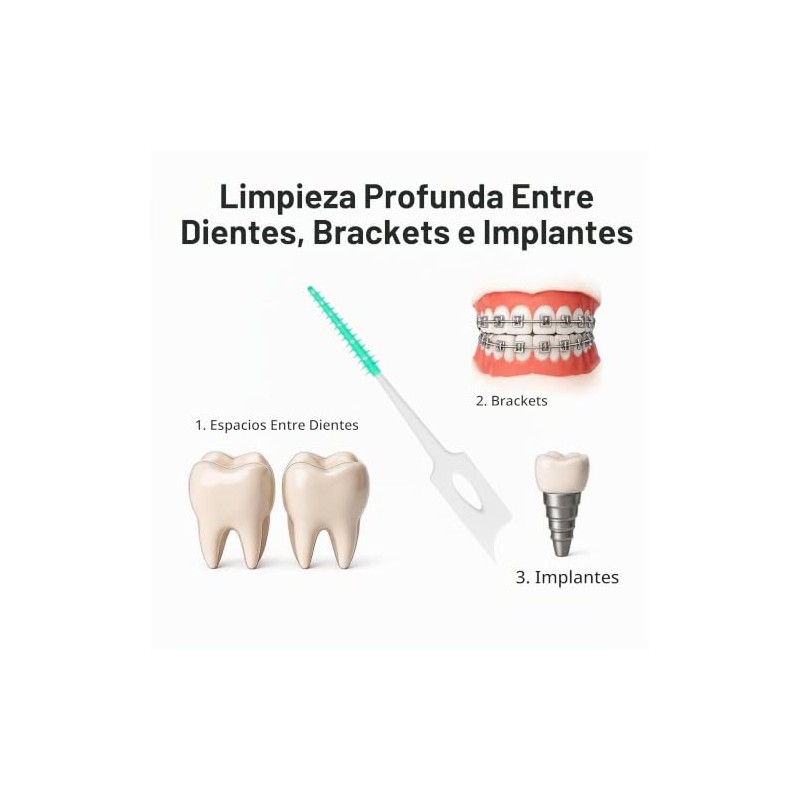 300 cepillos interdentales de doble uso, silicona suave, púas dentales