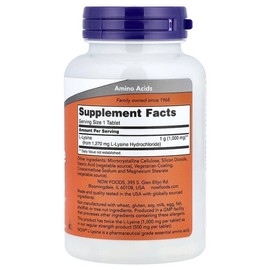 NOW Foods, L-Lysine, 1,000mg, 100 Tablets / NOW Foods (나우푸드), l-라이신, 1,000mg, 100정