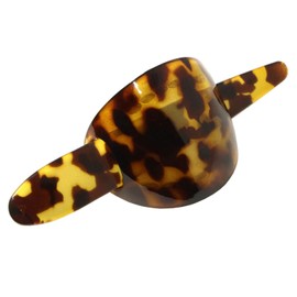 Parcelona French Classic Light Tortoise Shell Large 3” Celluloid Bun Holder Slider Pin Thru Hair Clip with Stick