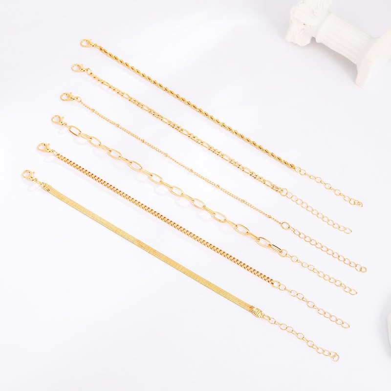 Sinalty Gold Bracelets Pack Cuban Link Chain Bracelet Dainty Jewelry