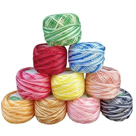 10 Pieces Pearl Cotton Double Shaded Anchor Crochet Cotton Embroidery Thread Balls Size 8 Pearl Balls Crochet Yarn Embroidery (8 Meters Each) (Multicolor 03)