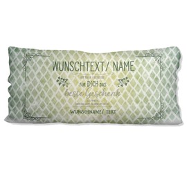 Sunnywall Kissen mit Reißverschluss Wunschname individuell personalisiert 80x40 Kuschelkissen Pärchen Kissen Geschenkidee (Grün Einzelperson)