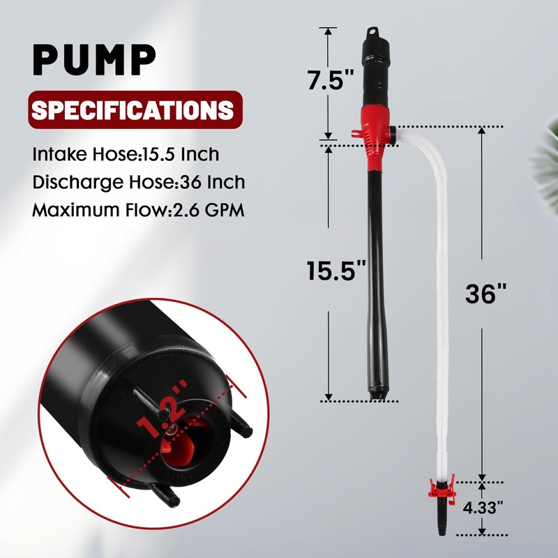 PUMPTOR Fuel Transfer Pump Battery Powered - Portable Pump With