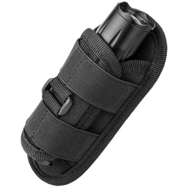 Tactical Flashlight Holster, Rotatable Duty Belt Flashlight Holder, Flash Light Pouch Carrying Case with 360 Degree Carabiner Reel Clip for Police