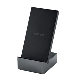 Elecom W-QS07BK Wireless Charger, Rapid 10 W/7.5 W/5W Output, Charging, Qi Certified, Type-C Input, Stand, Vertical and Horizontal Position, Metal Casing, Anti-Slip Pads, C-C Cable Included,