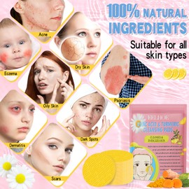 Turmeric Kojic Acid Exfoliating Cleansing Pads, Kurkuma-Kojisäure-Reinigungspads, Peeling,Unclog Poren, reinigungspads gesicht, Hilft Balance Haut Öl und Wasser (40 Pads)