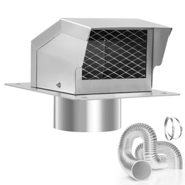 LTSEAME Stainless Steel Roof Vent Kit, Removable Roof Vent, Bathroom Exhaust Roof Vent for Dryer, Galvanized Steel with Damper,5FT Aluminum Ducting and Duct Clamps (4IN)