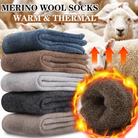MOGGEI Womens Merino Wool Socks for Hiking Winter Warm Thick Thermal Crew Cozy Cabin Ladies Gift Comfy Boot Work Socks 5 Pairs(Assorted N(5 Pairs))