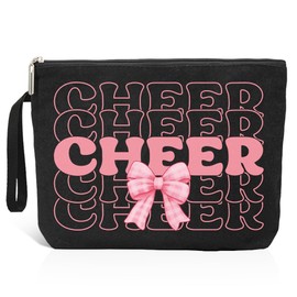 Haizct Cheer Makeup Bag With Zipper, Funny Travel Toiletry Bag Gifts for Cheer Lover Cheerleading Team Mom, Cheer Bag Accessories Thank You Gifts for Women Cheerleading Coach Cheerleading Teammate