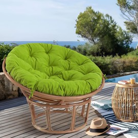 PRIMEPATIO Papasan Chair Cushion Outdoor, Round Papasan Cushion Indoor with Ties, Waterproof Circle Seat Pad for Porch Patio Garden, 45 in Green, Cushion Only