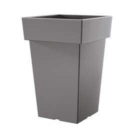 Prosper Plast Lofly Square Flowerpot, 23.4 x 23.4 x 35.6 cm, Stone Grey, 23.4x23.4x35.6 cm