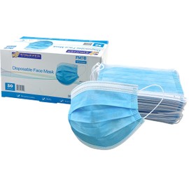 Stauffer Disposable Face Mask, ASTM Level 2 Rating, 3-Ply Lightweight and Breathable (Box of 50)