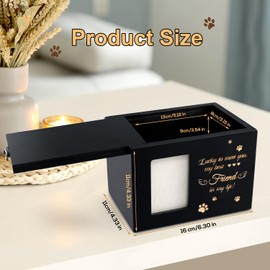 NQEUEPN Pet Urns for Dogs/Cats Ashes, Wooden Pet Memorial Urns Funeral Pet Cremation Urns with Photo Frame & Flannel as Lining Pet Memory Box Memorial Keepsake for Loss Pet Remembrance Gift
