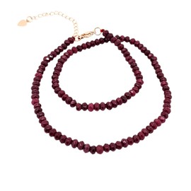 TreasureBay Handmade Womens Girls Beaded Necklace Choker - 4mm Beads Natural Gemstones Healing Crystal Jewellery Necklace (Wine)