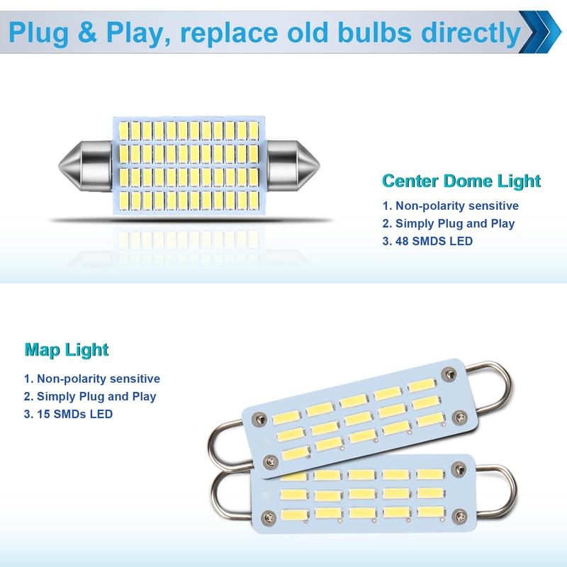 MoriNed Interior LED Map Dome Light Bulbs Kit Compatible with