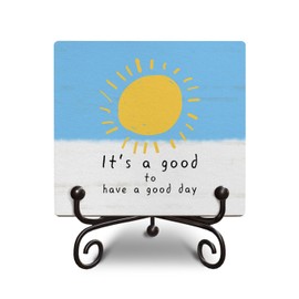 It's a Good Day Funny Positive Quotes Valentine Gifts, Wooden Plaques Decor for Office Farmhouse Living Room Shelf Desk, Lover Girls Women Man Thoughtful Romance Wooden Sign Gift, 5 X 5 Inches-D30
