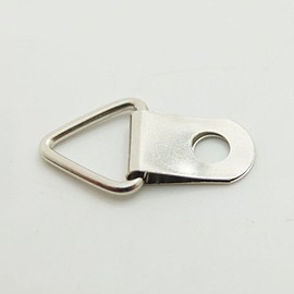 Bluemoona 100 Sets - 10mm 3/8 Triangle D-Ring Picture Photo Frame Hangers Single Hole with Screws Small Strap (Nickel)