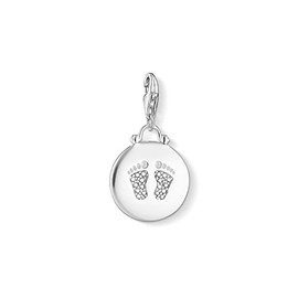 Thomas Sabo Women Charm Pendant Coin Baby Footprint Charm Club 925 Sterling Silver 1692-051-14