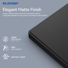ELEGRP Blank Wall Plate Cover, 1-Gang Screwless Blank Outlet Plate, Mid-Size 4.88" x 3.13" Unbreakable Thermoplastic Blank Faceplate Cover for Unused Outlets/Switches, UL Listed (1 Pack, Matte Black)
