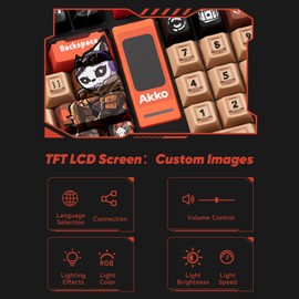 Akko 5098B Wireless Gaming Keyboard with Screen, Wasteland Survival Hot-Swappable Mechanical Keyboard with Scroll Wheel Numberpad, RGB Gasket, Piano Pre Lubed Switch