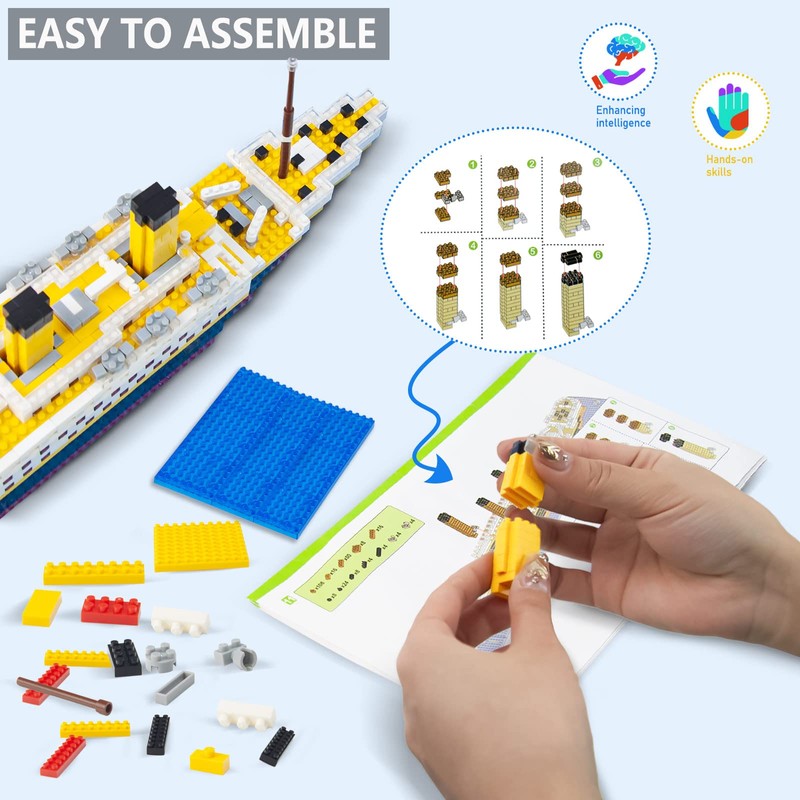 Seyaom Titanic Ship Model Building Block Sets, Micro Mini Blocks