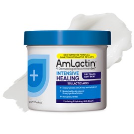 AmLactin Intensive Healing Body Cream, 12 oz Tub, 2-in-1 Exfoliator and Moisturizer for Dry Skin with 15% Lactic Acid and Ceramides for 24-Hour Moisturization