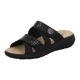 AFS Shoes 2808 Comfortable Ladies’ Leather Mules, Practical Work Shoes with Interchangeable Foot Bed, Comfortable Slippers - black, size: 38 EU