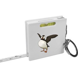 Azeeda 'Puffin Spreading Wings' Keyring Tape Measure/Spirit Level Tool (KM00036837)