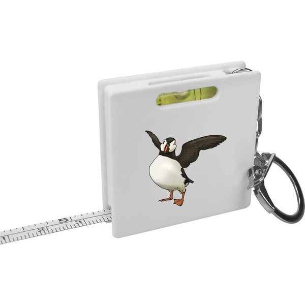 Azeeda 'Puffin Spreading Wings' Keyring Tape Measure/Spirit Level Tool (KM00036837)