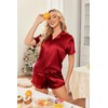 HOTOUCH Womens Satin Red Pajamas Set Button Down 2 Piece